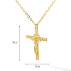 Cross Necklace 18K Gold Plated Religious Pendant Unisex Church Jewelry Gift Hypoallergenic Non-Fading Chain