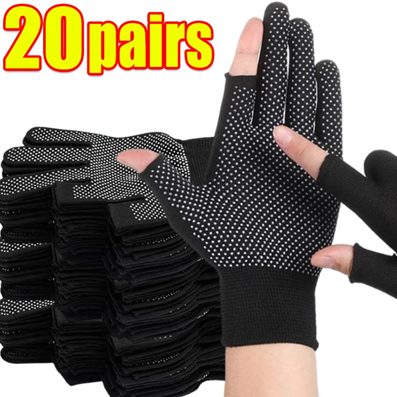 1/50pairs Nylon Gloves with Touch Screen Adhesive Anti Slip and Wear-resistant Labor Protection Men's and Women's Work Gloves