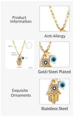 Evil Eye Pendant Necklaces For Women Girls Trending Gold Plated Layer Chain Choker Necklace Jewelry Birthday Gifts Free Shipping