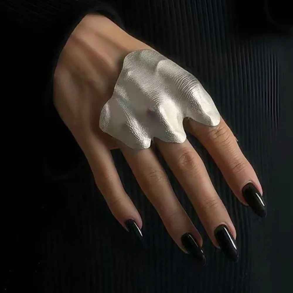 Irregular Design Knuckle Ring Minimalist Style Unique Pattern Finger Ring Exquisite Craftsmanship Delicate Texture Pleated Ring