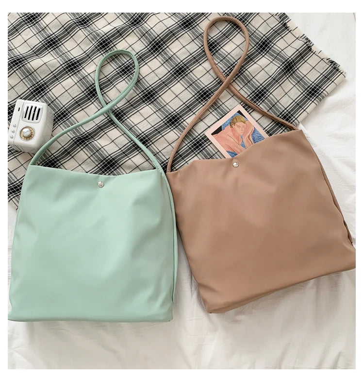 Simple Casual Women's Tote Bags New Large Capacity Commute Shopping One Shoulder Bags Trend All-matched Handheld Cloth Bags