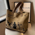 Tote Bag Women's Fashionable Canvas Tote Bag Spacious Durable Shoulder Bag with Zipper Closure Classic Design for Work