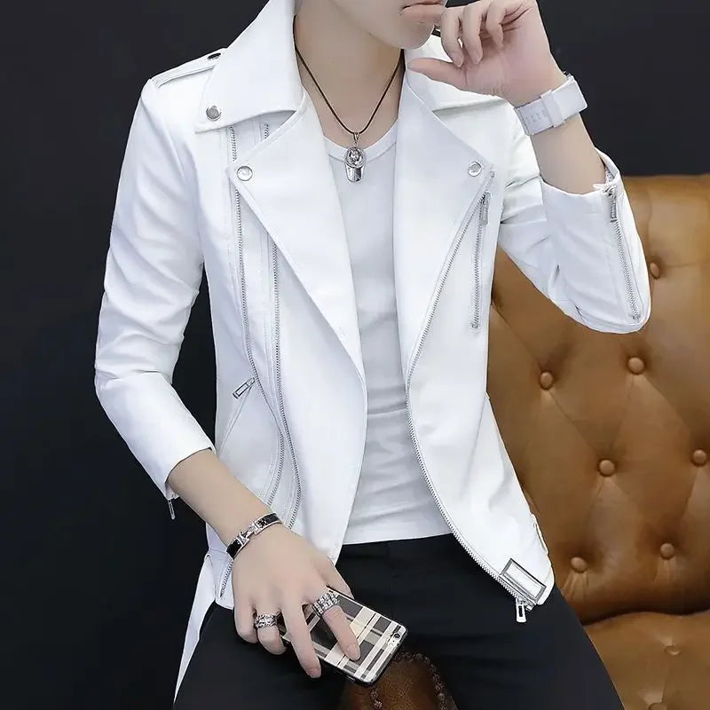 Coats Black Leather Jacket for Men Trendy 2025 Fashion Fashionable Spring Clothes Man Suits and Blazers Menswear Vintage Classic