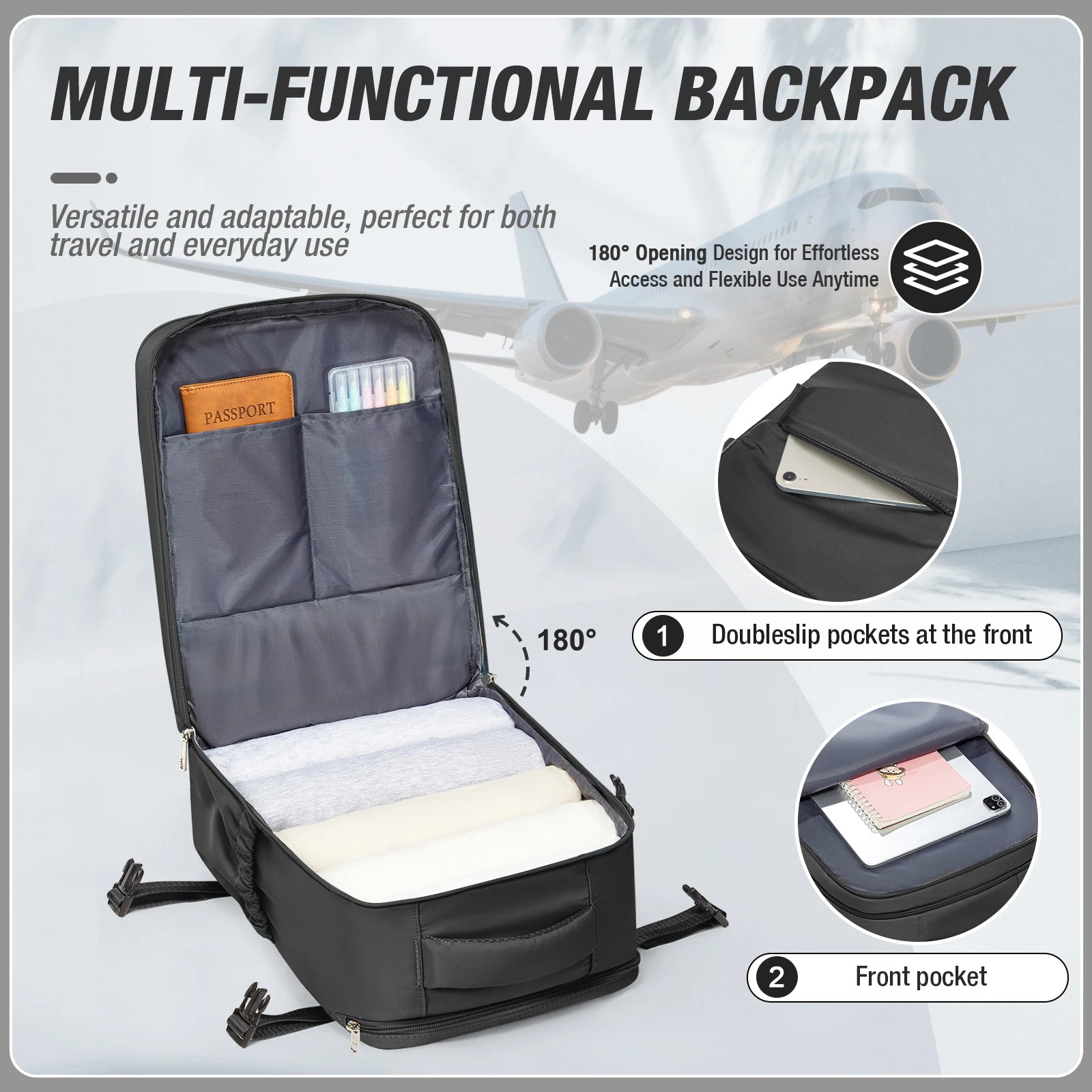 Women Men Hand Luggage Backpack Business College Laptop Travel Backpack Waterproof Carry on mochila viaje cabina avion 40x20x25