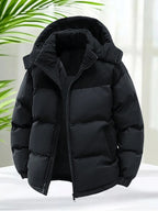 Men’s Winter Puffer Jacket Cotton Padded Warm Hooded Windbreaker Coat Outdoor Casual Thick Parka for Cold Weather Streetwear