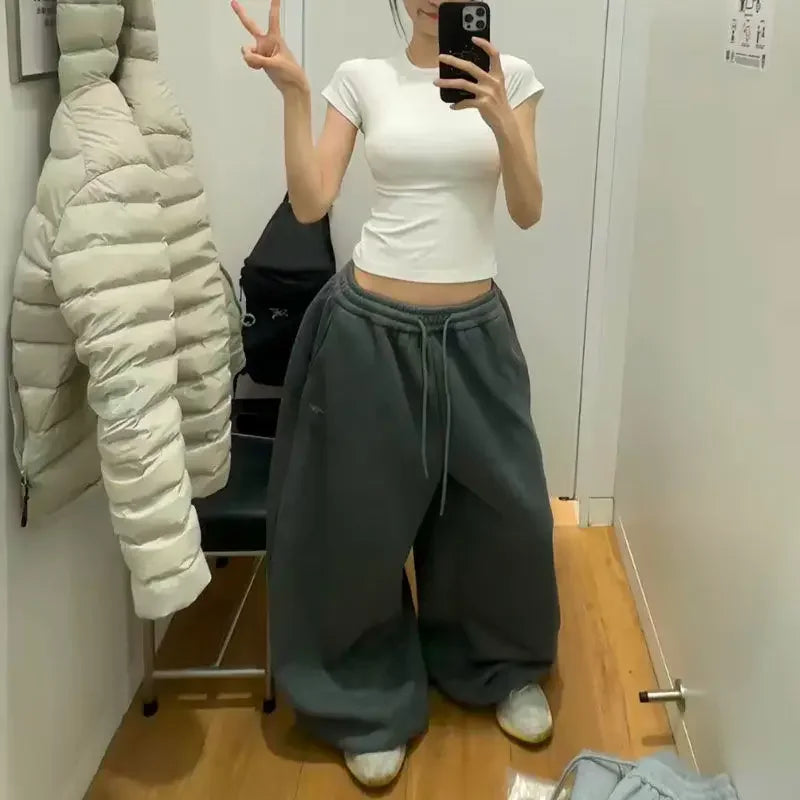 Vintage Sweatpants Women Clothes Street Hip Hop Fashion Wide Leg Pants Women Casual Loose Joggers Women Trousers