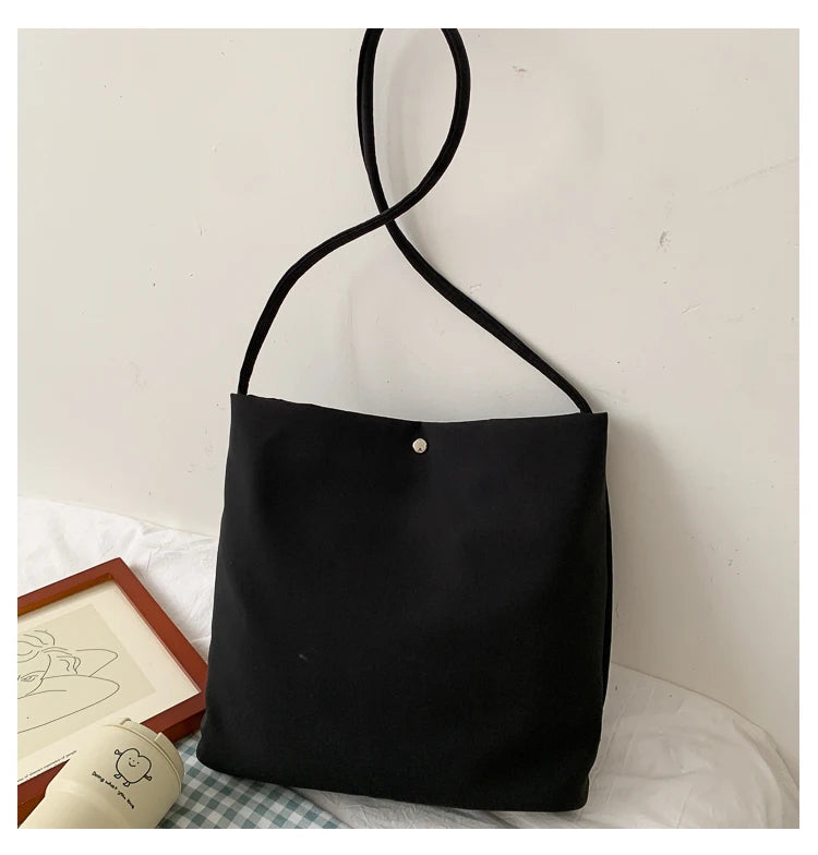 Simple Casual Women's Tote Bags New Large Capacity Commute Shopping One Shoulder Bags Trend All-matched Handheld Cloth Bags