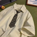 Short-sleeved Work Shirt Men's Summer Tie Handsome High-end Fashion Brand Trendy Couple College Style