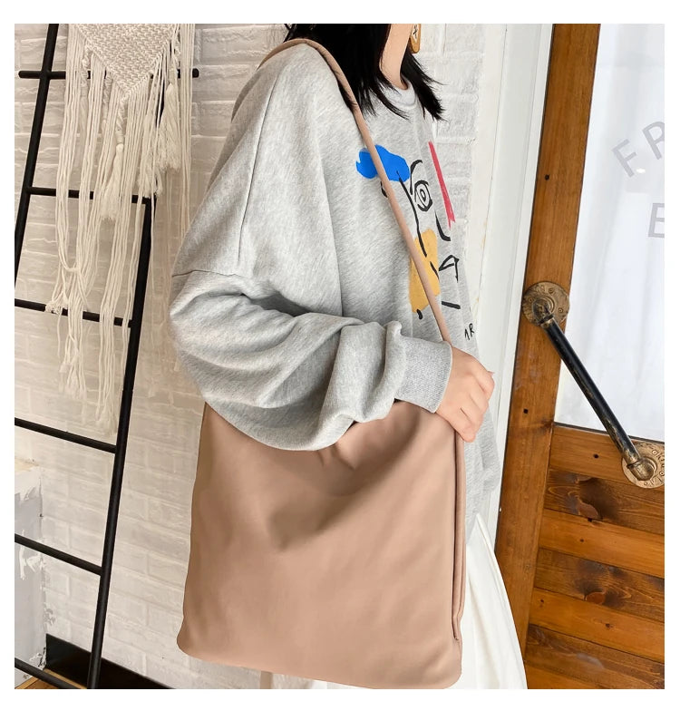 Simple Casual Women's Tote Bags New Large Capacity Commute Shopping One Shoulder Bags Trend All-matched Handheld Cloth Bags