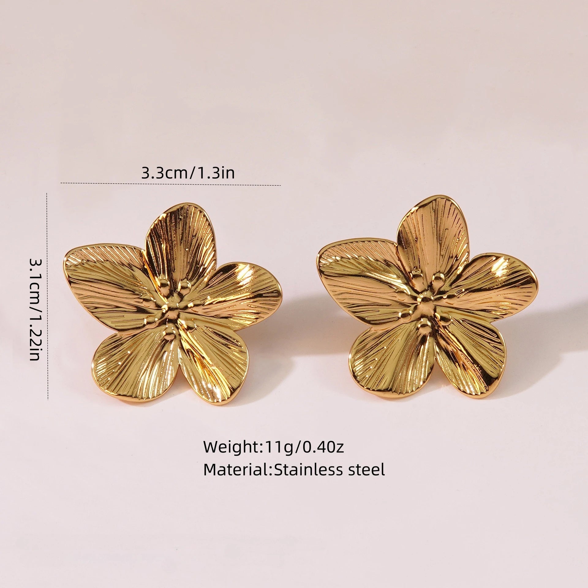 Stainless Steel Flower Stud Earrings for Women Girls Vintage Gold Color Metal Earrings Trendy Daily Wear Fashion Jewelry Gifts