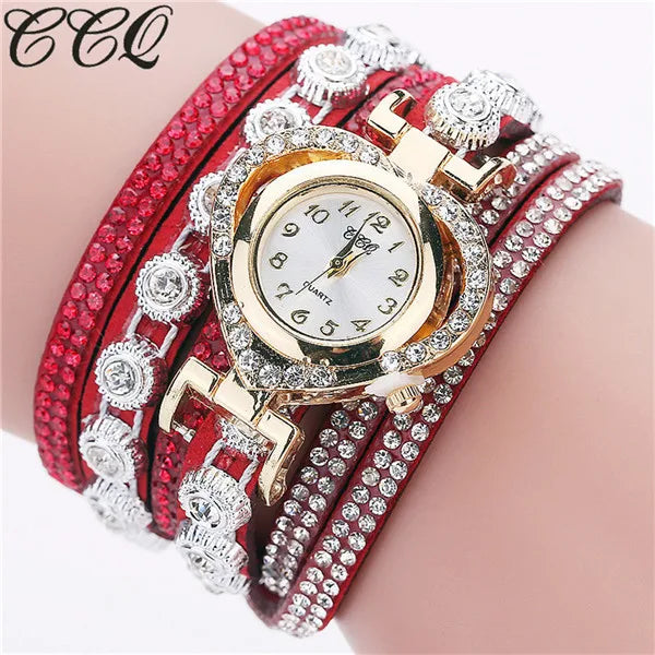 Gorgeous Women'S Diamond Inlaid Watch Retro Sparkling Crystal Bracelet Multiple Exquisite Dials Simulated Quartz Watch For Women