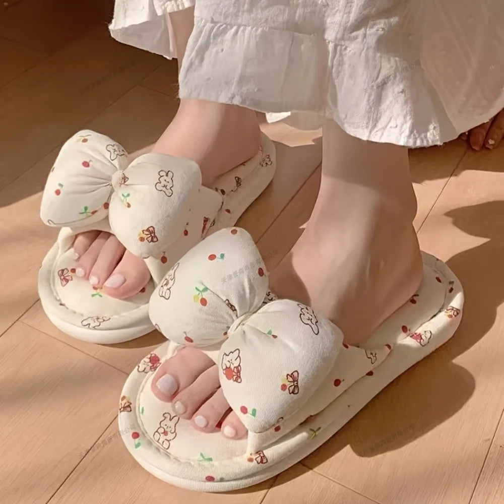 Slipper Women's Big Bow Slippers Cute Fun Slipper for Indoor Outdoor Comfort Support Sweet Soft-soled Sandals Breathable