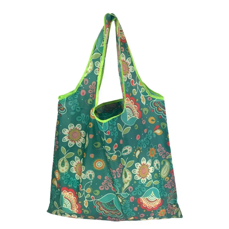 Tote Bags Flower Print Women's Grocery Handbags Outdoor Foldable Shopper Eco Shopping Bag Reusable Storage Bag Organizer Bags
