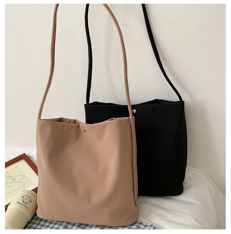 Simple Casual Women's Tote Bags New Large Capacity Commute Shopping One Shoulder Bags Trend All-matched Handheld Cloth Bags