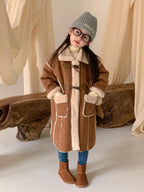 Girls Coat Melard Coat Children New Winter Thickened Foreign Air Long Coat Female Treasure Fur One Coat