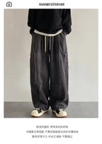 New Hip Hop Trend Baggy Cargo Pants for Men Women Japanese Streetwear Style Plus Size Joggers Washed Denim Loose Fit Trousers