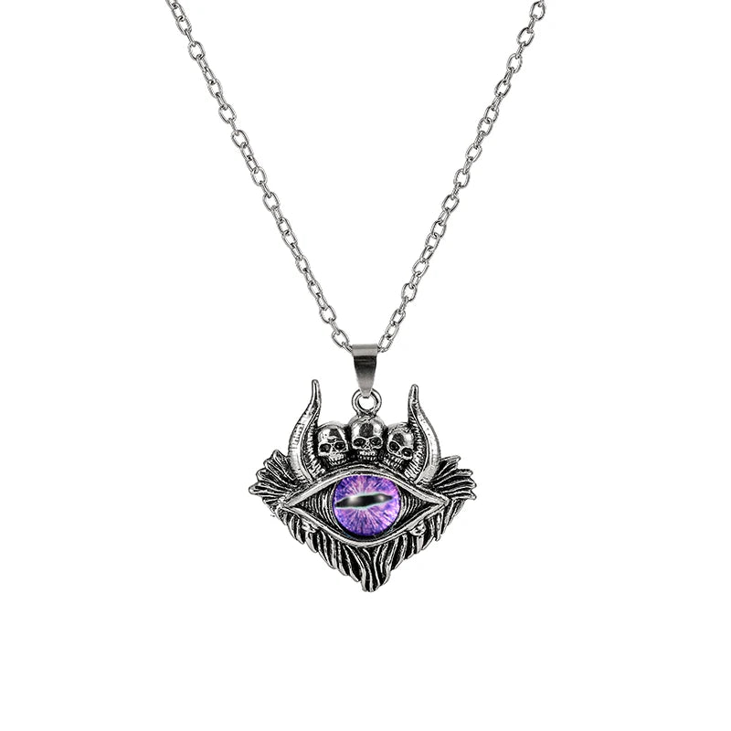 Antique Evil Eye Pendant Necklace For Women Men Creative Punk Hollow Star Colorful Eyeball Connect Choker Chain Jewelry Gifts