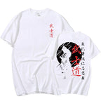 Japan Samurai Spirit T Shirts for Men Japanese Style Back Print Loose Oversized Tops T-shirt Bushido Male Gifts Tee