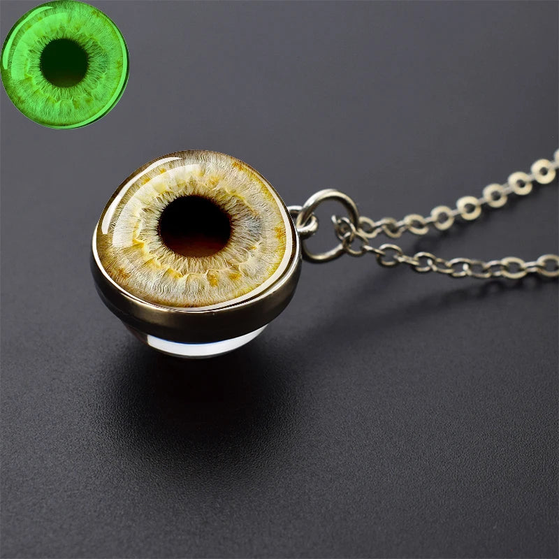 Evil Eye Necklace Charming Blue Violet Green Human Eye Necklaces for Men Women Glass Ball Pendant Chains Jewelry Halloween Gift