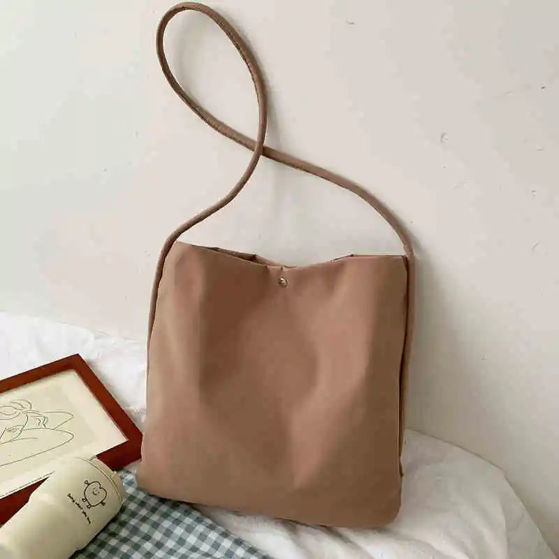 Simple Casual Women's Tote Bags New Large Capacity Commute Shopping One Shoulder Bags Trend All-matched Handheld Cloth Bags