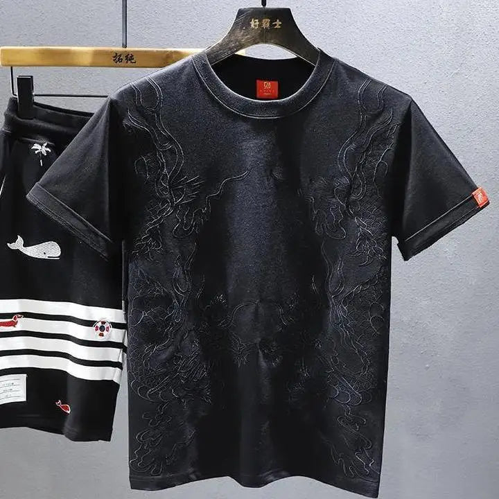 Embroidered Short-sleeved T-shirt for Men Summer New Casual Versatile Half-sleeved Undershirt