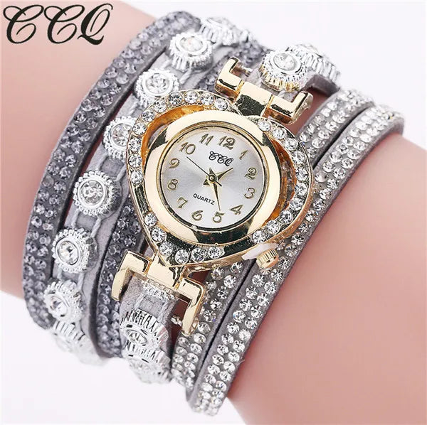 Gorgeous Women'S Diamond Inlaid Watch Retro Sparkling Crystal Bracelet Multiple Exquisite Dials Simulated Quartz Watch For Women