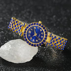 A fashionable women's quartz watch set, consisting of a 6pcs alloy round case timetable, earrings, necklace, and ring set,