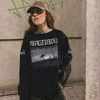 Streetwear long-sleeved T-shirts for men loose fit casual style Sanskrit pattern T-shirts unisex streetwear men clothing