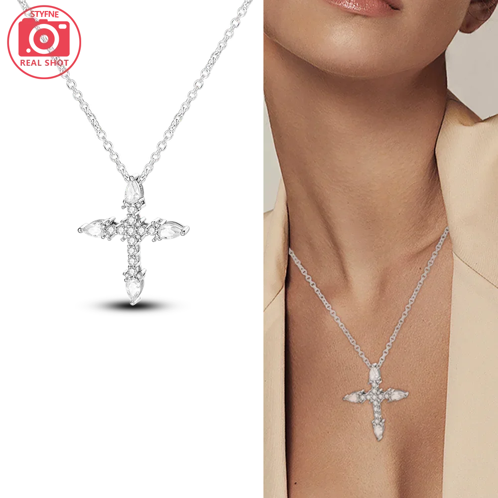 Exquisite Gold Fatima's Hand Necklace 925 Silver Original Devil's Eye Cross Bead Necklace Women Jewelry Luxury Friend Fine Gifts