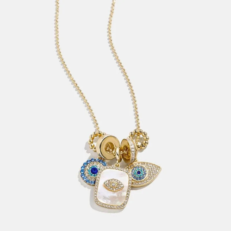 Evil Eye Charm Necklace 18K Gold Plated Stainless Steel Pendant For Women DIY Handmade Christmas Jewelry Gift For Women