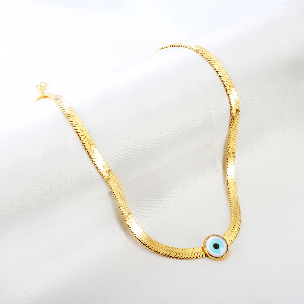 Evil Eye Pendant Necklaces For Women Girls Trending Gold Plated Layer Chain Choker Necklace Jewelry Birthday Gifts Free Shipping