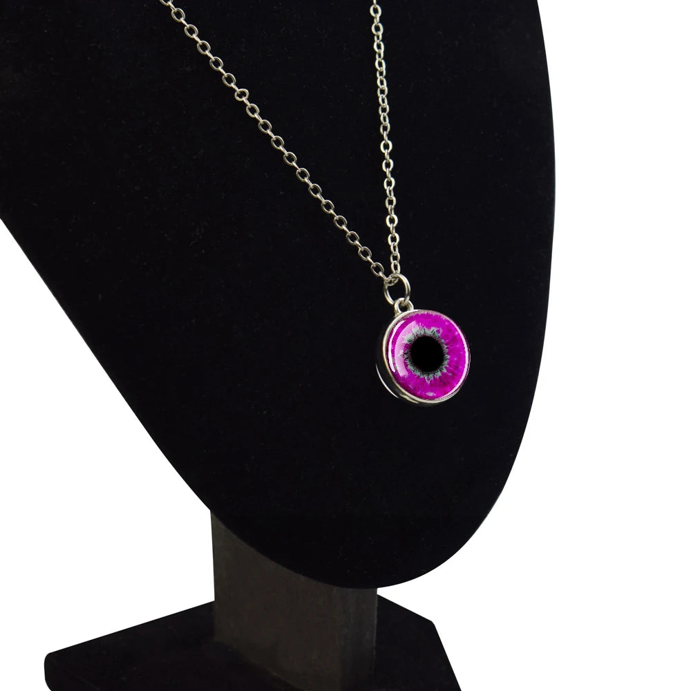 Evil Eye Necklace Charming Blue Violet Green Human Eye Necklaces for Men Women Glass Ball Pendant Chains Jewelry Halloween Gift