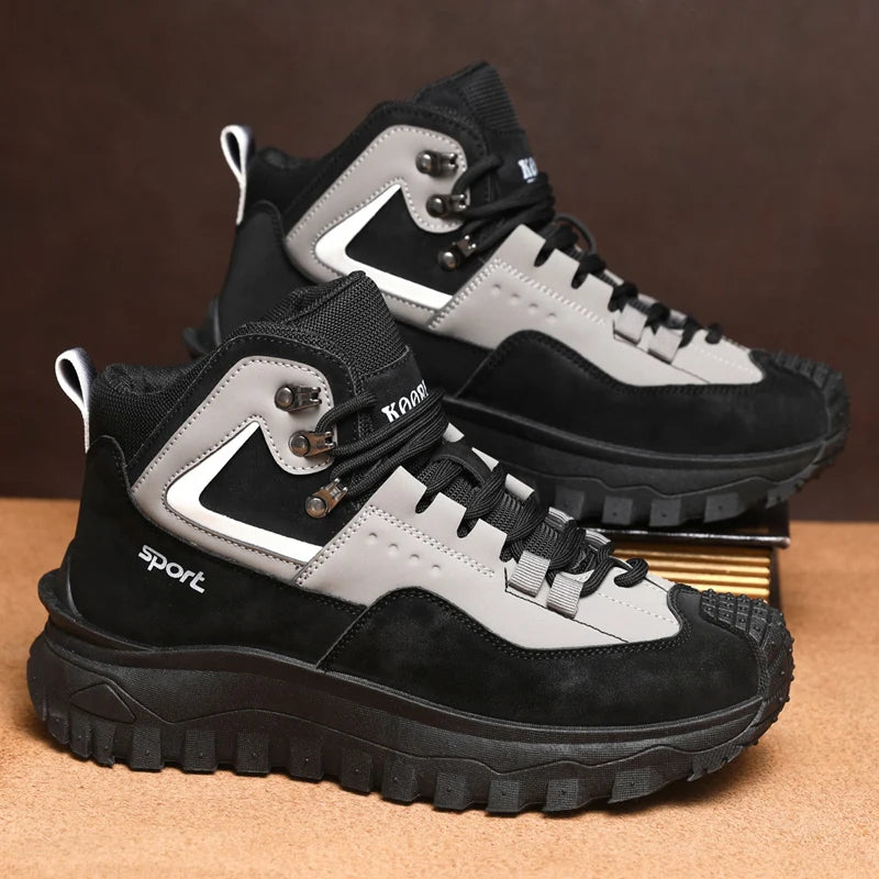 Men's All-Season High-Top Hiking Boots – Heavy-Duty All-Terrain Traction Sole, Lace-Up Ankle Support, and Cushioning Insole – All-Season Outdoor Style