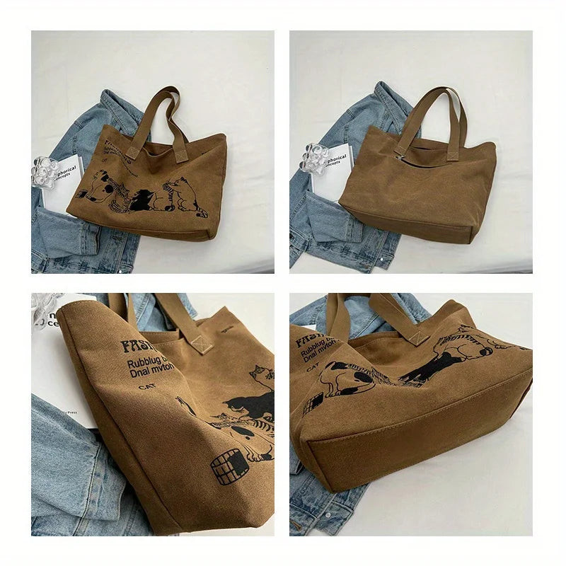 Tote Bag Women's Fashionable Canvas Tote Bag Spacious Durable Shoulder Bag with Zipper Closure Classic Design for Work