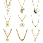 Evil Eye Pendant Necklaces For Women Girls Trending Gold Plated Layer Chain Choker Necklace Jewelry Birthday Gifts Free Shipping