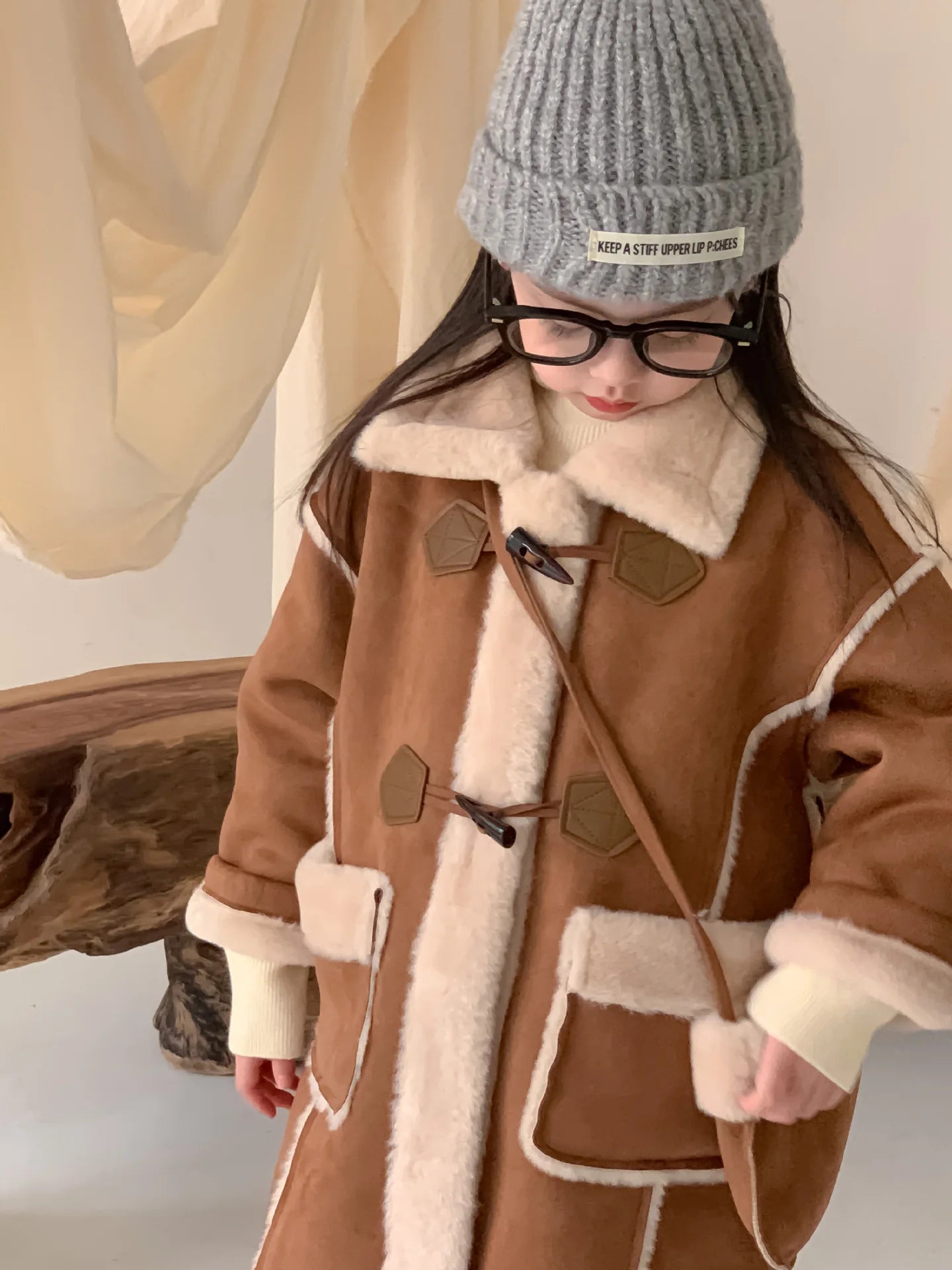 Girls Coat Melard Coat Children New Winter Thickened Foreign Air Long Coat Female Treasure Fur One Coat