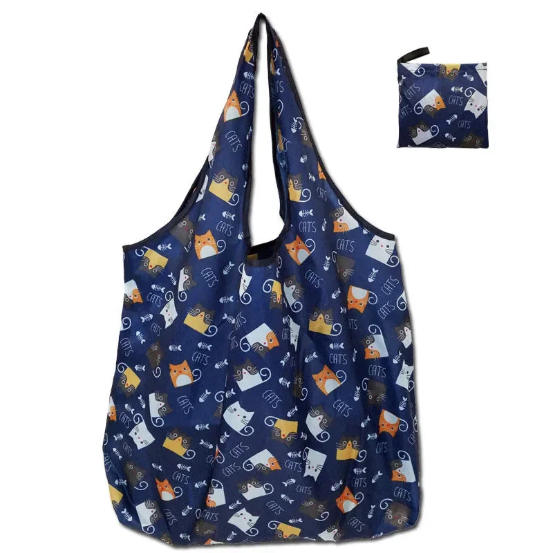 Tote Bags Flower Print Women's Grocery Handbags Outdoor Foldable Shopper Eco Shopping Bag Reusable Storage Bag Organizer Bags