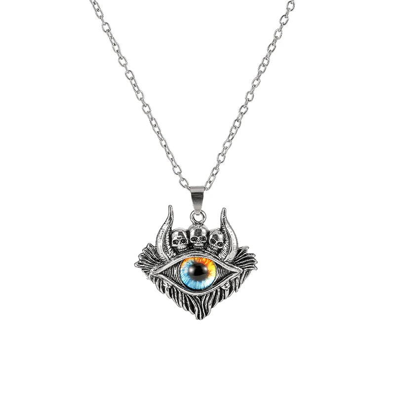 Antique Evil Eye Pendant Necklace For Women Men Creative Punk Hollow Star Colorful Eyeball Connect Choker Chain Jewelry Gifts