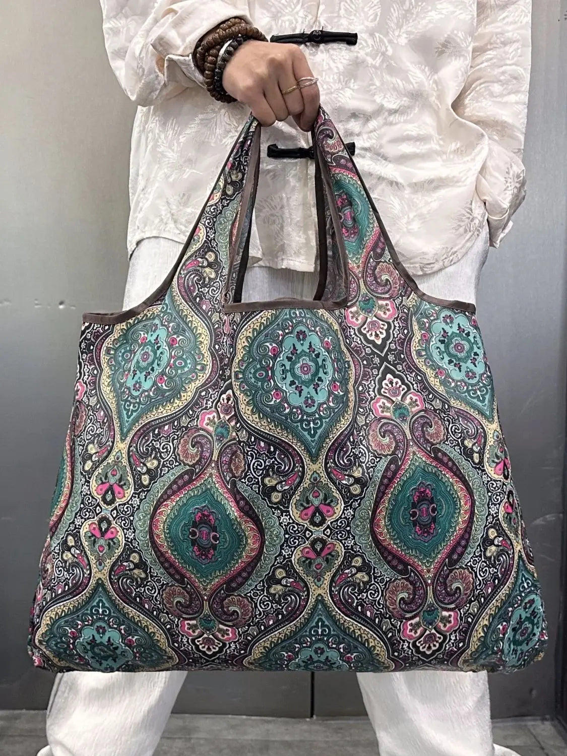 Tote Bag Large Capacity Tote Bag Can Be Reused Portable Eco-Friendly Lightweight Shopping Bag with Printed Pattern Outdoor Foldable Handbag for Camping and Travel