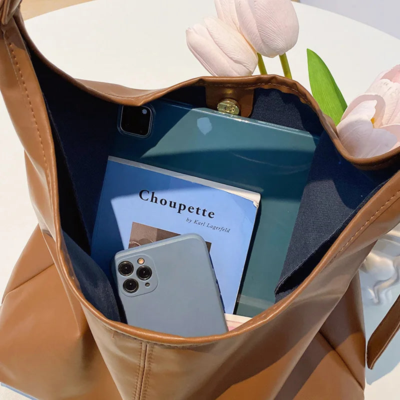 [Tote Bags] New Tote Bag Hand Bill of Lading Shoulder Women's Bag Retro Simple Large Bag Tote Bag