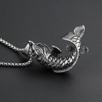 Fortune Koi Fish Necklace for Men Women Good Luck Wealth Retro Jumping Carp Pendant Stainless Steel Jewelry Best Gifts
