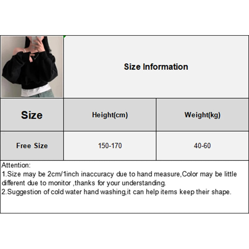 Korean Streetwear Off-shoulder Long Sleeve Loose Casual Cropped Sweatshirt For Women
