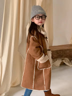 Girls Coat Melard Coat Children New Winter Thickened Foreign Air Long Coat Female Treasure Fur One Coat
