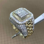 Domineering Gold Color Hip Hop Ring for Men Women Fashion Inlaid White Zircon Stones Punk Wedding Ring Jewelry