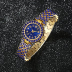 A fashionable women's quartz watch set, consisting of a 6pcs alloy round case timetable, earrings, necklace, and ring set,