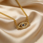Evil Eyes Pendant Necklace for Women Shiny Zircon Lucky Blue Eye Charm Necklace Boho Luxury Jewelry Gift