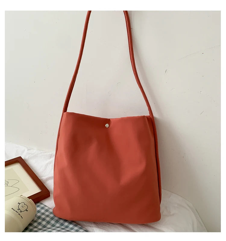 Simple Casual Women's Tote Bags New Large Capacity Commute Shopping One Shoulder Bags Trend All-matched Handheld Cloth Bags