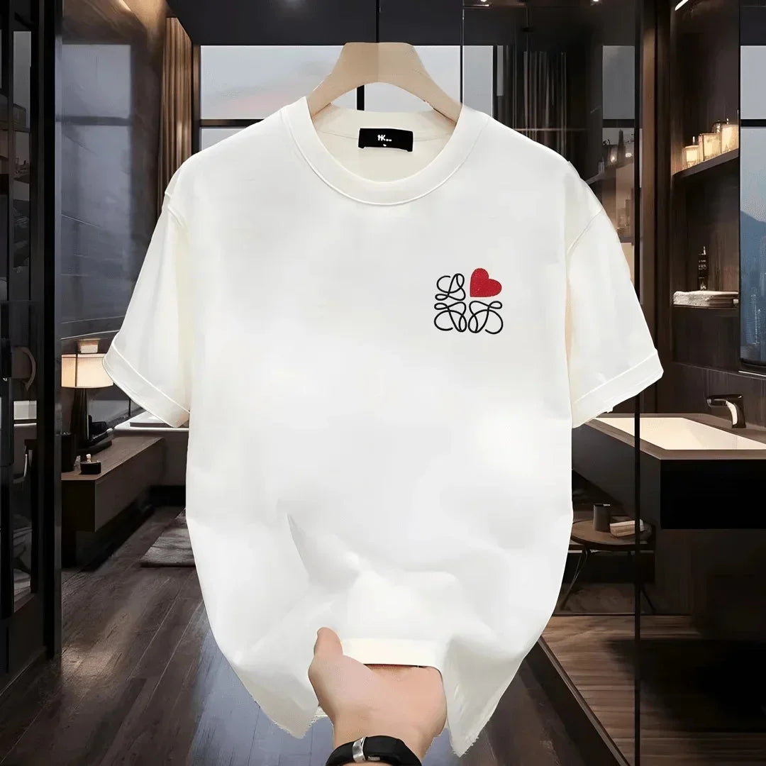 Men's Short-sleeved T-shirt, New Summer Product of 2025, Round-neck Printed Short-sleeved Shirt, Casual and Fashionable