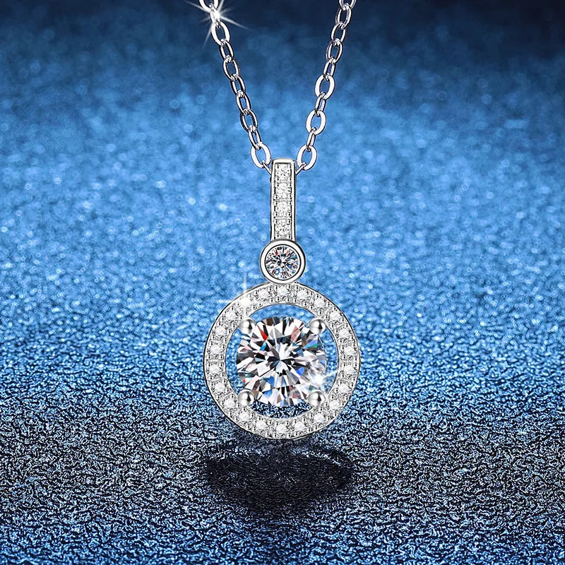 Necklace For Women 100% Sterling S925 Silver With White Gold Plated Lab Diamond Jewelry Wedding Pendant Zircom