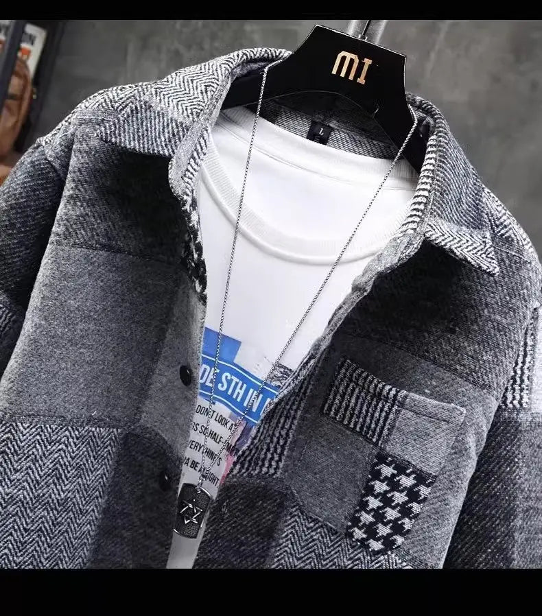 Coat Men Coats Turn Down Collar Jackets Vintage Full Sleeve Regular Streetwear Work Casual Loose Splice Jacket 2026 Spring